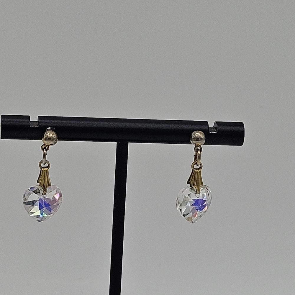 iridescent aurora borealis glass heart earrings